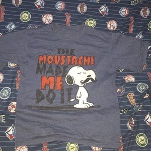 Snoopy mustache t shirt size youth medium